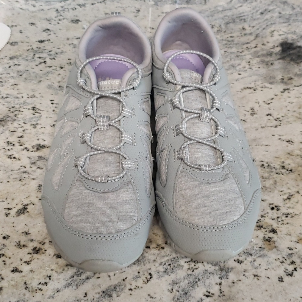 Gray athletic tennis shoes